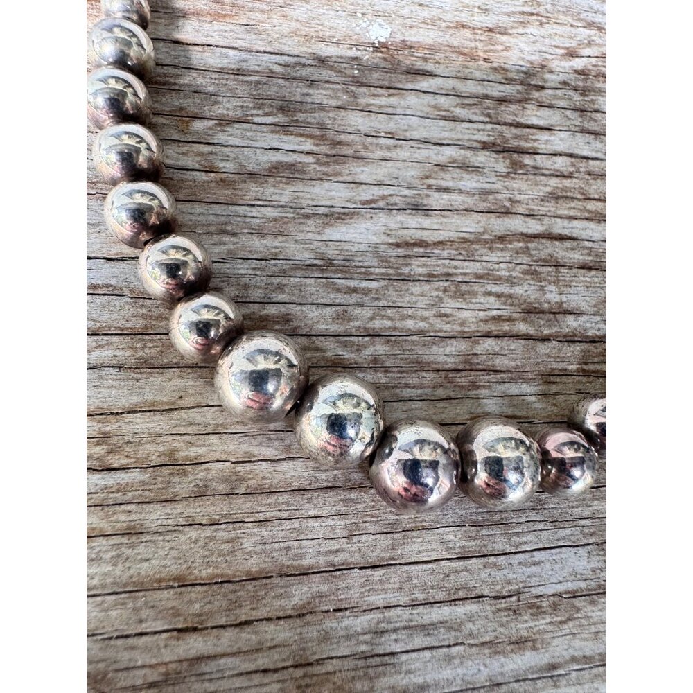 Italian Sterling Silver Graduated Bead Necklace 17” 925 Lobster Clasp 14.35g - Picture 2 of 7